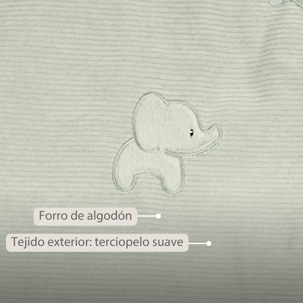 LouLou Sleeping Bag 90 cm - Baby Sleeping Bag in Velour - TOG 2.5 - Green [ES]