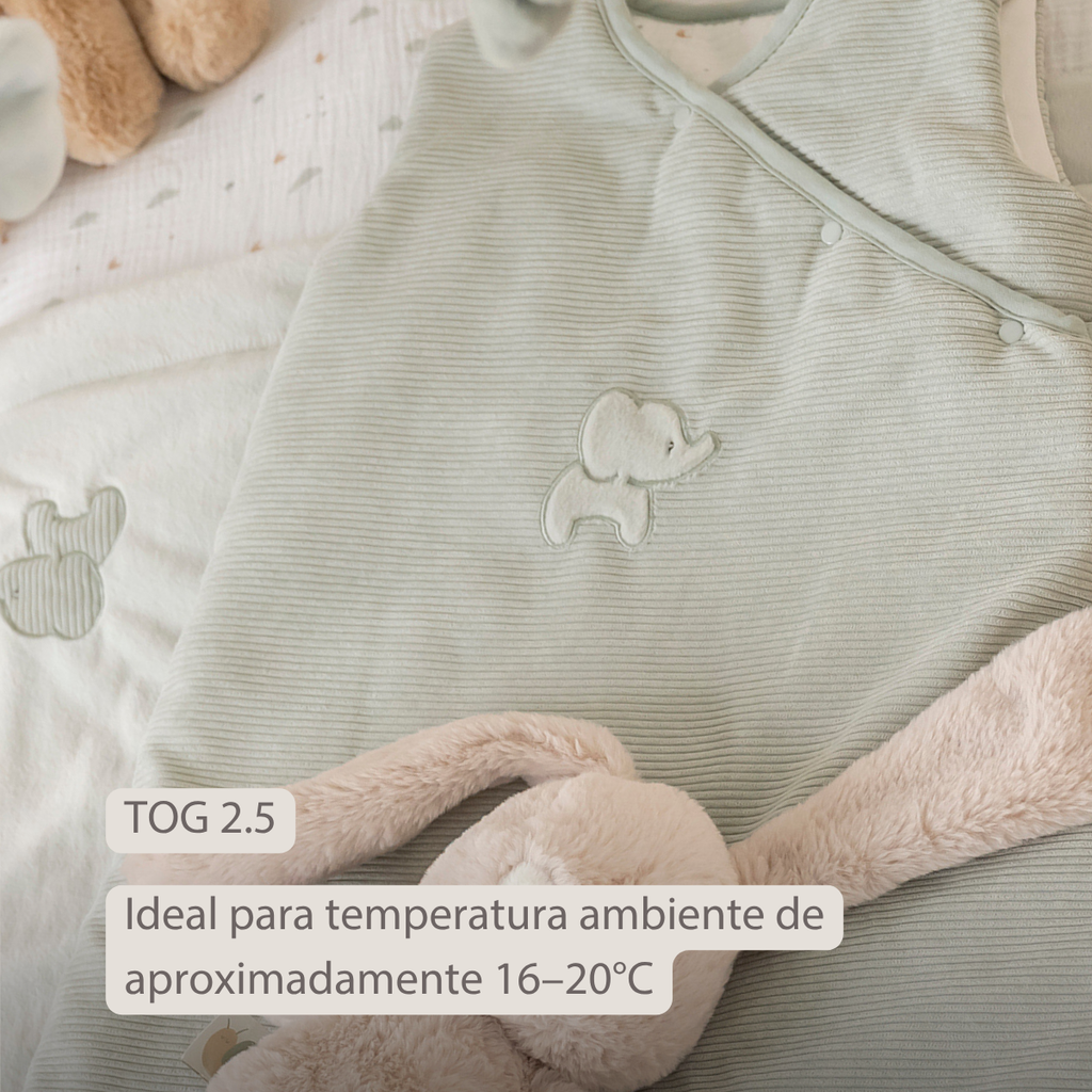LouLou Sleeping Bag 90 cm - Baby Sleeping Bag in Velour - TOG 2.5 - Green [ES]