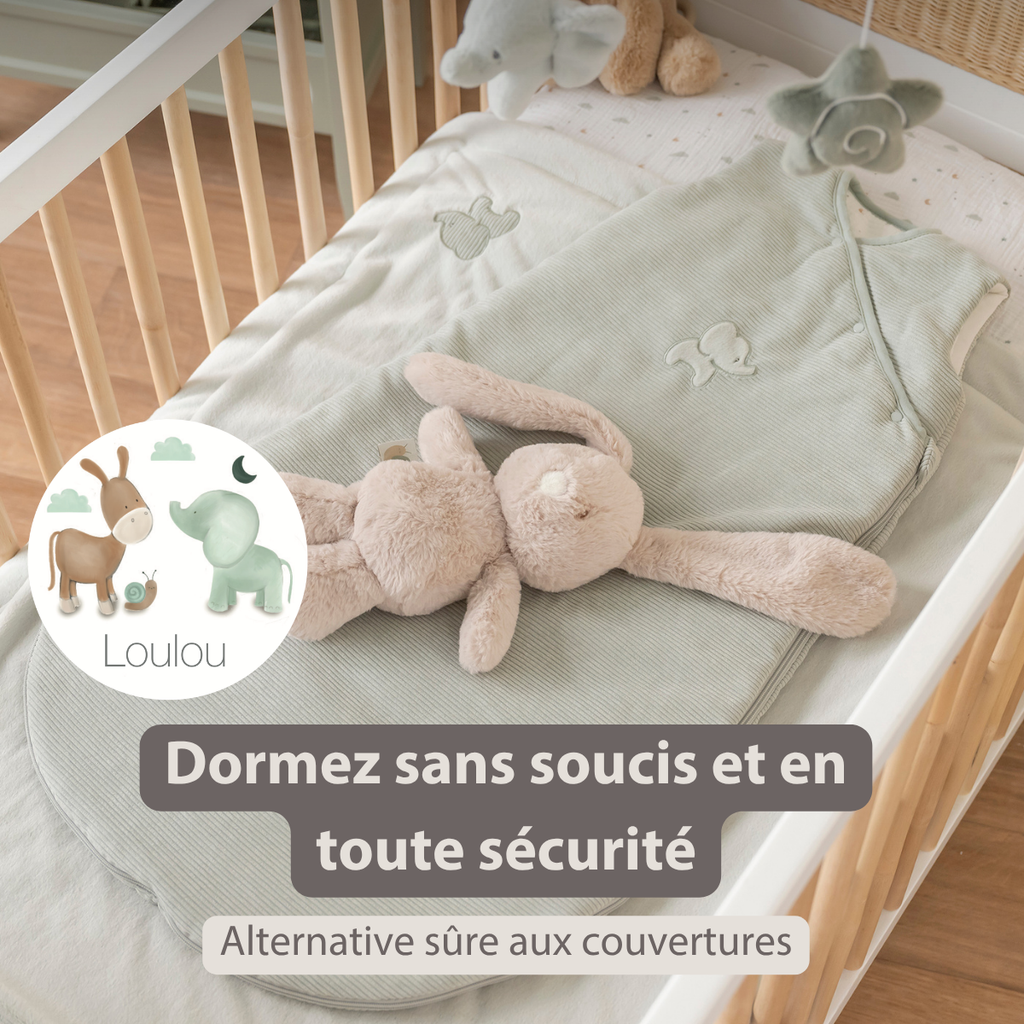 LouLou Sleeping Bag 90 cm - Baby Sleeping Bag in Velour - TOG 2.5 - Green [FR]