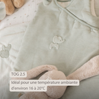 LouLou Sleeping Bag 90 cm - Baby Sleeping Bag in Velour - TOG 2.5 - Green [FR]
