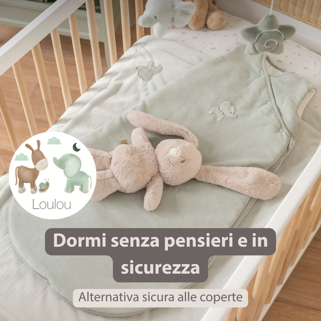 LouLou Sleeping Bag 90 cm - Baby Sleeping Bag in Velour - TOG 2.5 - Green [IT]
