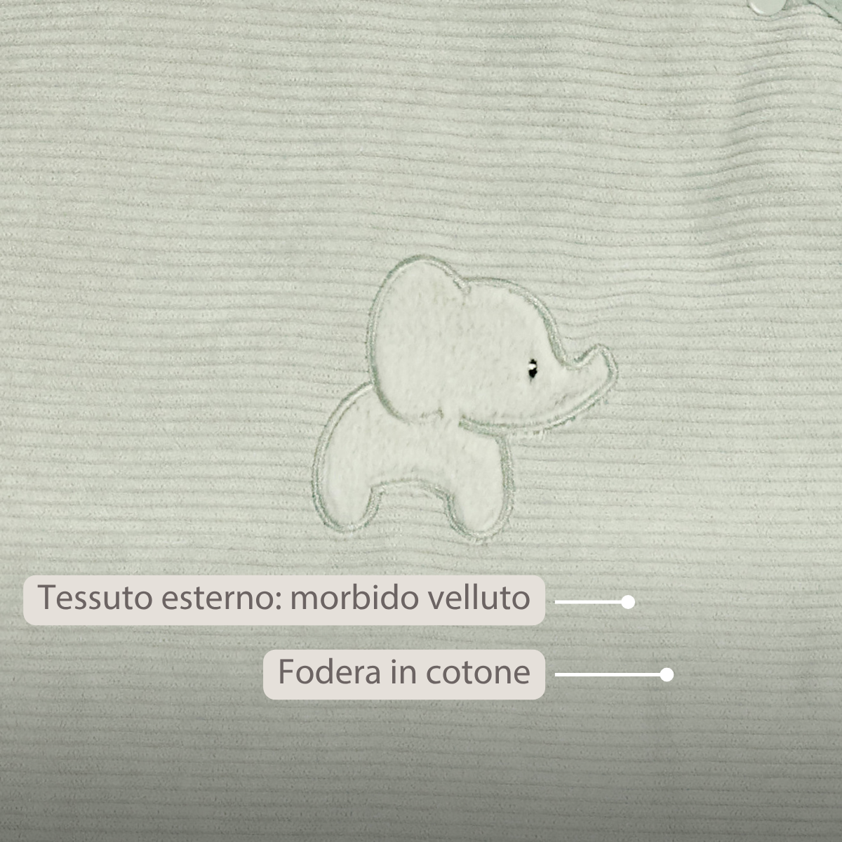 LouLou Sleeping Bag 90 cm - Baby Sleeping Bag in Velour - TOG 2.5 - Green [IT]