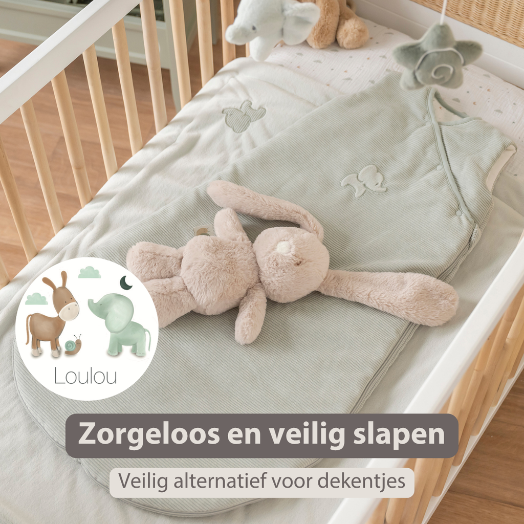 LouLou Sleeping Bag 90 cm - Baby Sleeping Bag in Velour - TOG 2.5 - Green [NL]