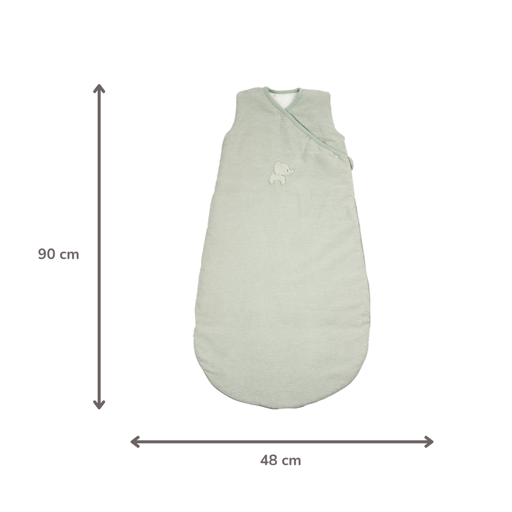 LouLou Sleeping Bag 90 cm - Baby Sleeping Bag in Velour - TOG 2.5 - Green [NL]