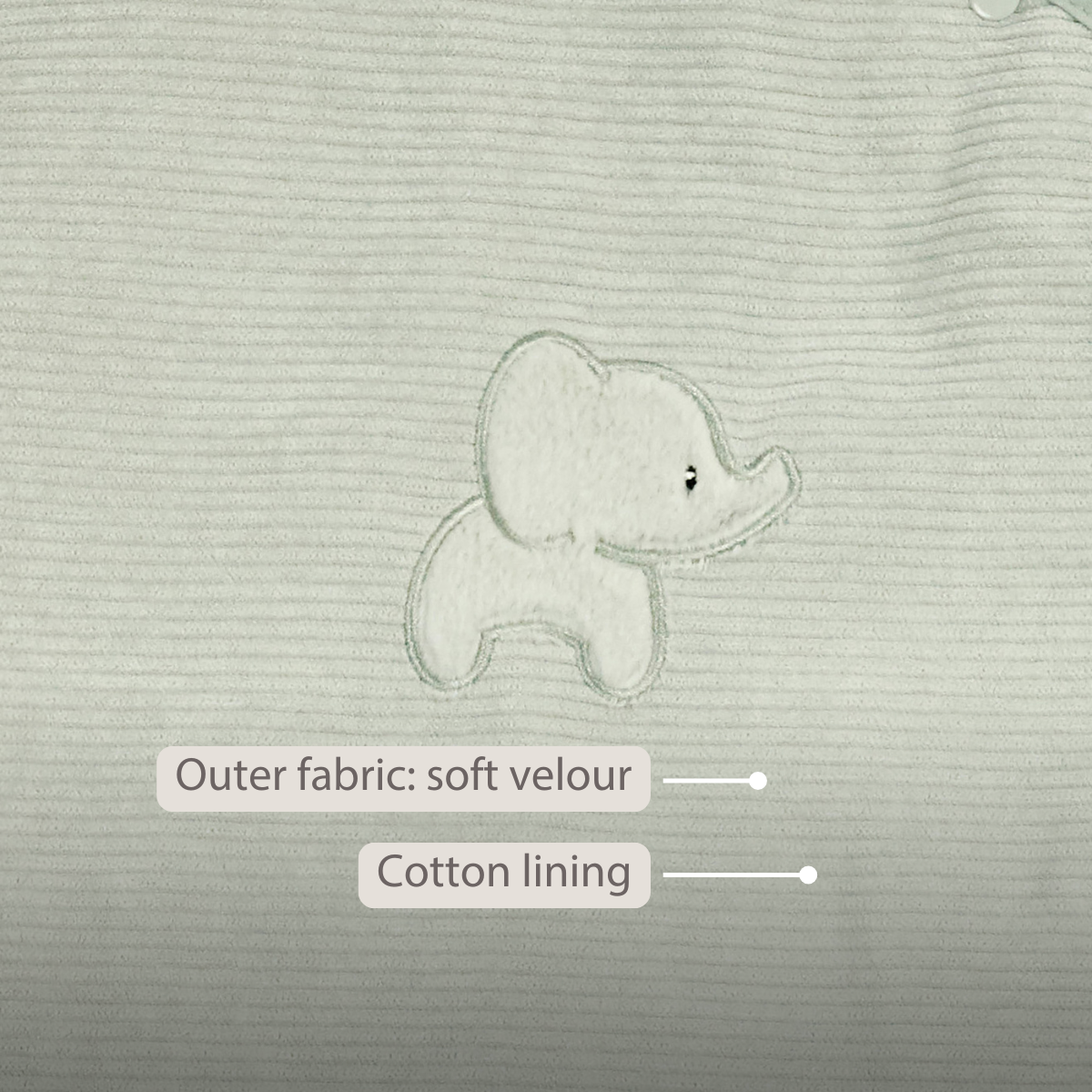 LouLou Sleeping Bag 90 cm - Baby Sleeping Bag in Velour - TOG 2.5 - Green [EN]