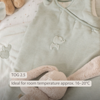 LouLou Sleeping Bag 90 cm - Baby Sleeping Bag in Velour - TOG 2.5 - Green [EN]