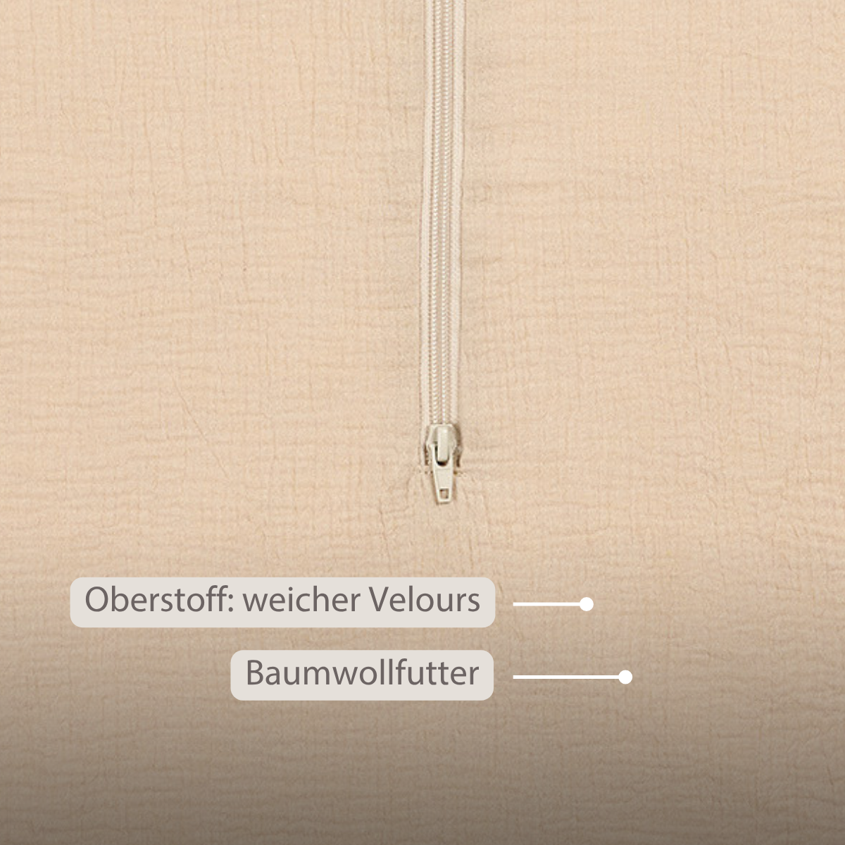 LouLou Sleeping Bag 90 cm - Baby Sleeping Bag in Muslin Cotton - TOG 0.5 - Sand [DE]