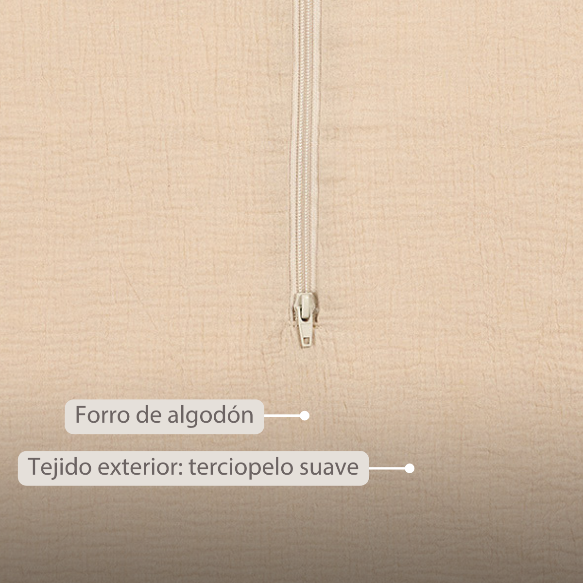 LouLou Sleeping Bag 90 cm - Baby Sleeping Bag in Muslin Cotton - TOG 0.5 - Sand [ES]