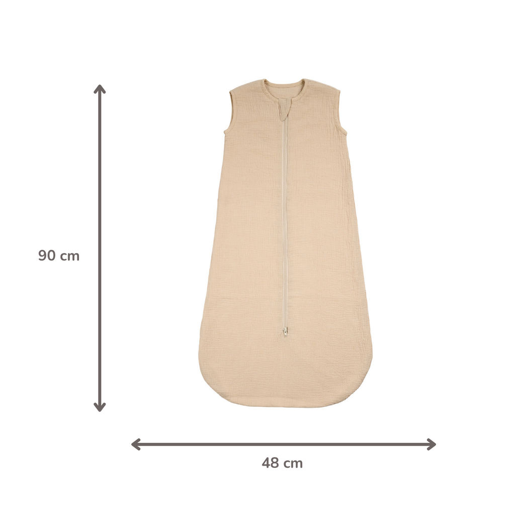 LouLou Sleeping Bag 90 cm - Baby Sleeping Bag in Muslin Cotton - TOG 0.5 - Sand [ES]