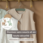 LouLou Sleeping Bag 90 cm - Baby Sleeping Bag in Muslin Cotton - TOG 0.5 - Sand [FR]