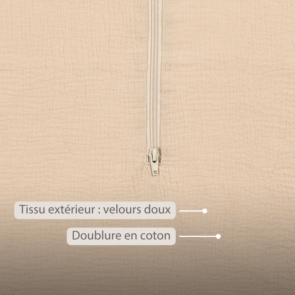LouLou Sleeping Bag 90 cm - Baby Sleeping Bag in Muslin Cotton - TOG 0.5 - Sand [FR]
