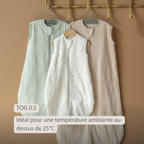 LouLou Sleeping Bag 90 cm - Baby Sleeping Bag in Muslin Cotton - TOG 0.5 - Sand [FR]