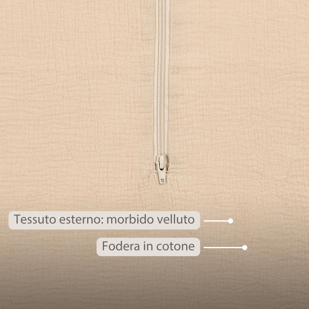 LouLou Sleeping Bag 90 cm - Baby Sleeping Bag in Muslin Cotton - TOG 0.5 - Sand [IT]