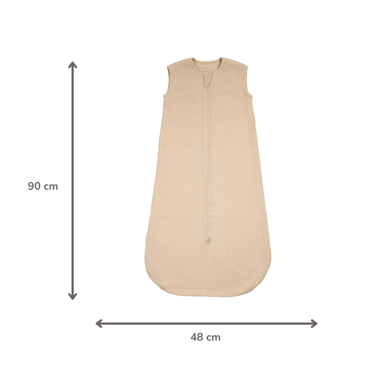 LouLou Sleeping Bag 90 cm - Baby Sleeping Bag in Muslin Cotton - TOG 0.5 - Sand [IT]