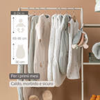LouLou Sleeping Bag 90 cm - Baby Sleeping Bag in Muslin Cotton - TOG 0.5 - Sand [IT]