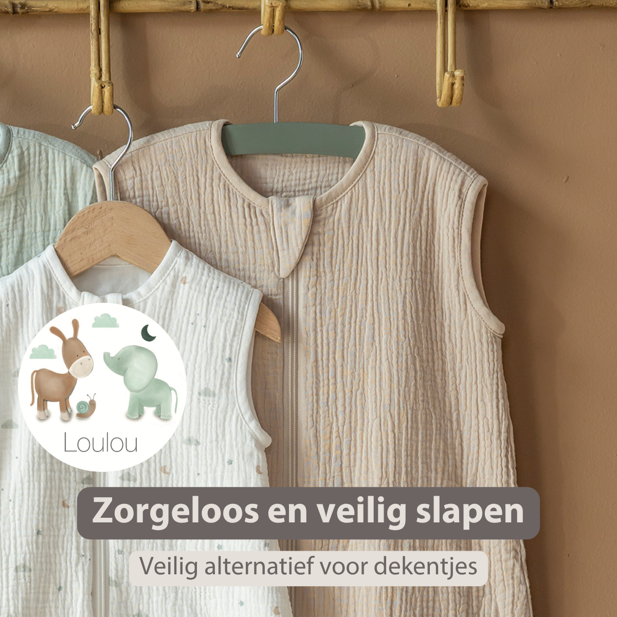 LouLou Sleeping Bag 90 cm - Baby Sleeping Bag in Muslin Cotton - TOG 0.5 - Sand [NL]