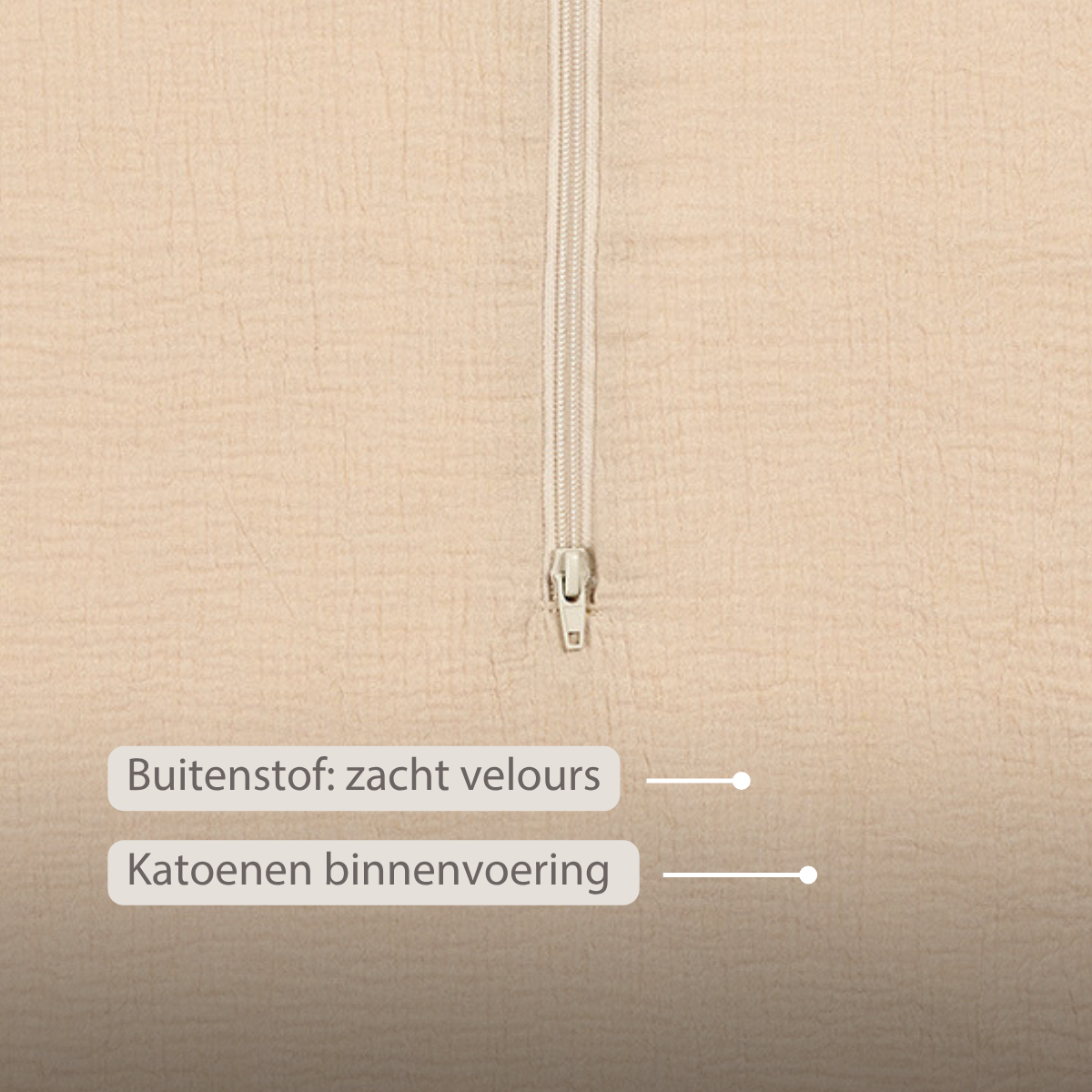 LouLou Sleeping Bag 90 cm - Baby Sleeping Bag in Muslin Cotton - TOG 0.5 - Sand [NL]