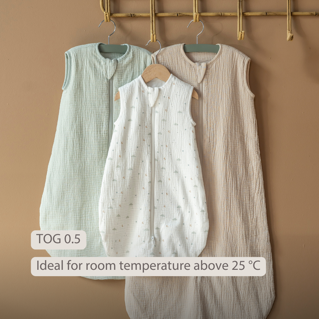 LouLou Sleeping Bag 90 cm - Baby Sleeping Bag in Muslin Cotton - TOG 0.5 - Sand [EN]