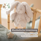 LouLou Mini Musical Plush Rabbit - Baby Soft Toy - 20 cm - Sand [DE]