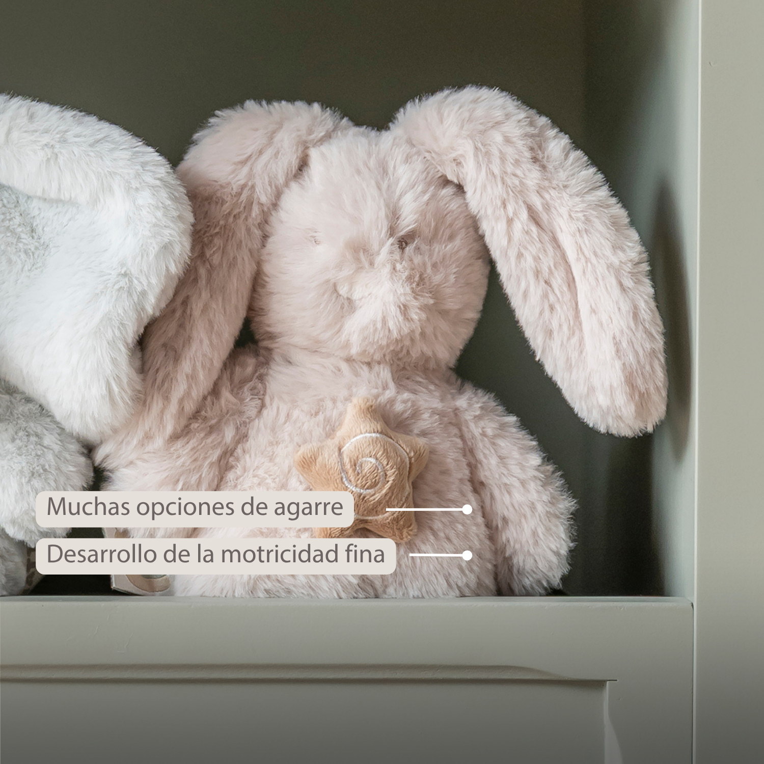 LouLou Mini Musical Plush Rabbit - Baby Soft Toy - 20 cm - Sand [ES]
