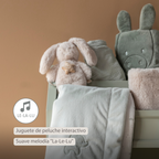 LouLou Mini Musical Plush Rabbit - Baby Soft Toy - 20 cm - Sand [ES]
