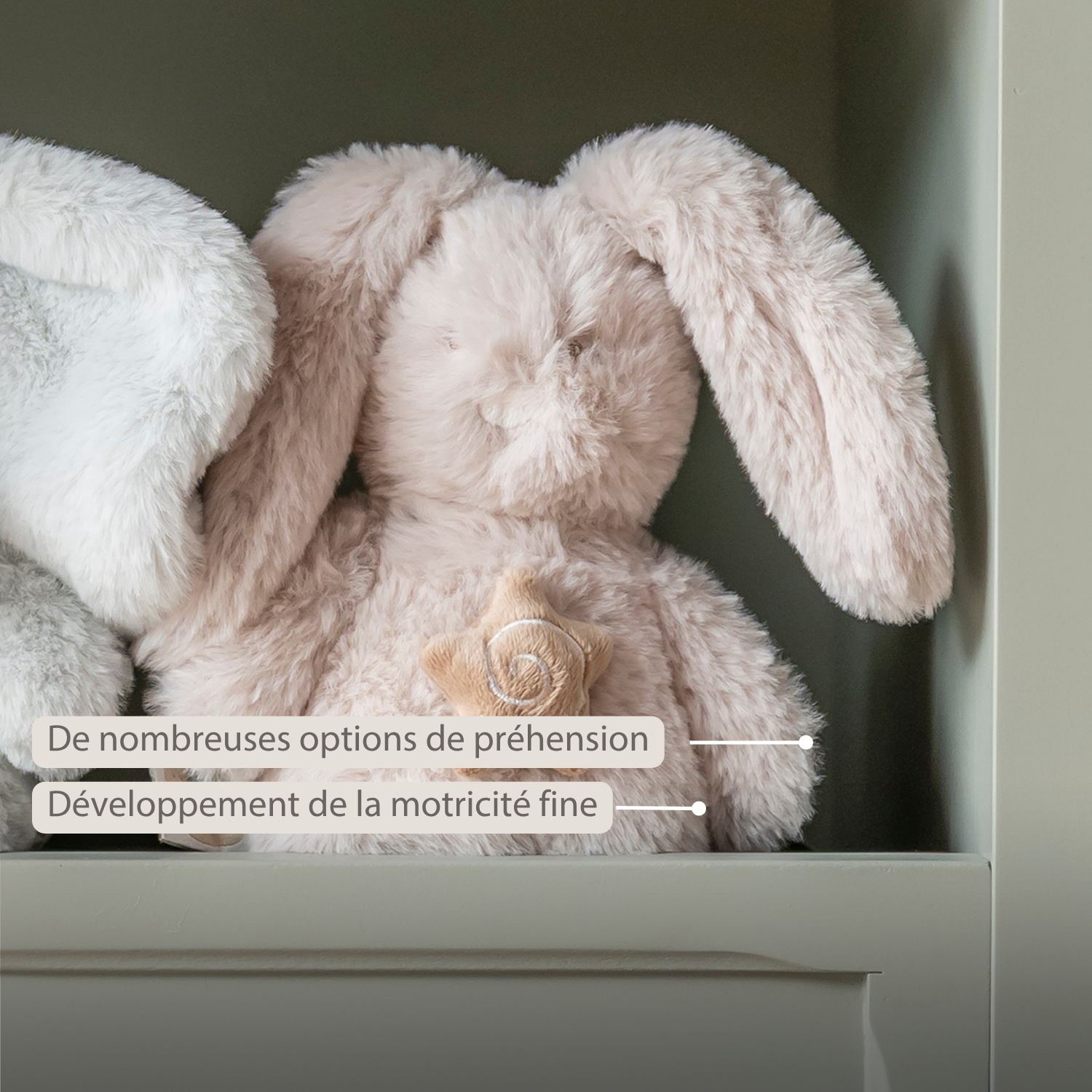 LouLou Mini Musical Plush Rabbit - Baby Soft Toy - 20 cm - Sand [FR]