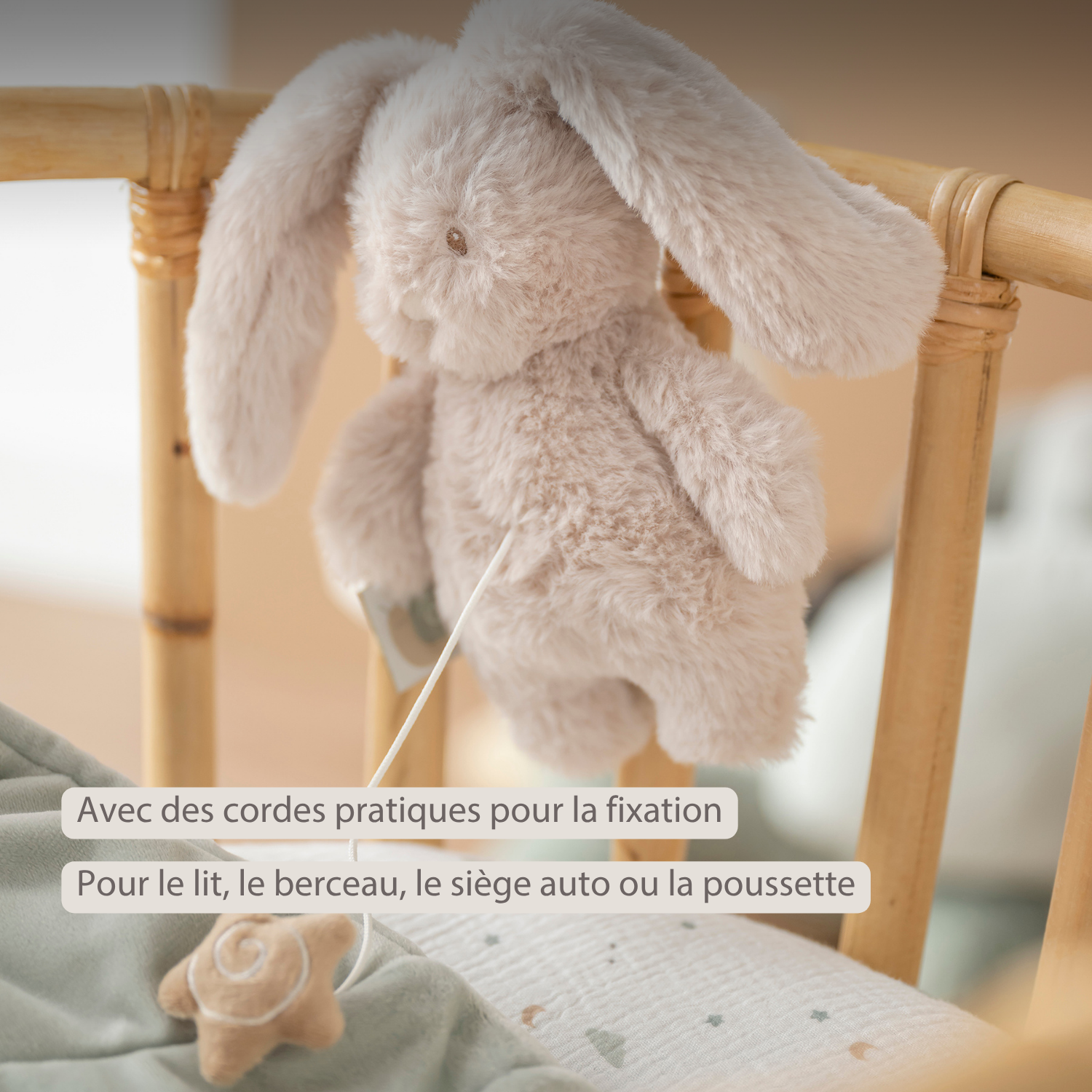 LouLou Mini Musical Plush Rabbit - Baby Soft Toy - 20 cm - Sand [FR]
