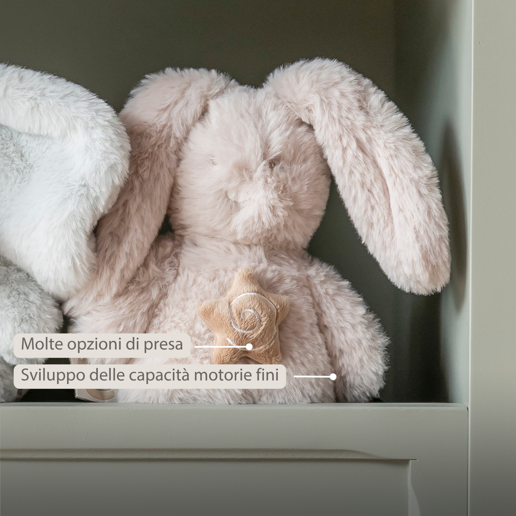 LouLou Mini Musical Plush Rabbit - Baby Soft Toy - 20 cm - Sand [IT]