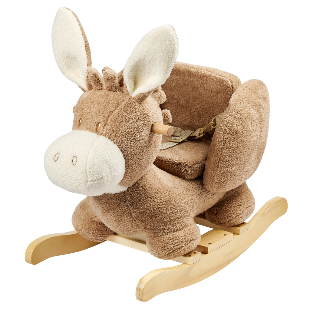 TEDDY Rocking Donkey – Rocking Animal in Teddy Fabric – Beige [DE]