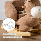 TEDDY Rocking Donkey – Rocking Animal in Teddy Fabric – Beige [IT]