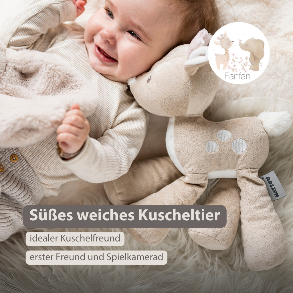 FanFan Plush Deer - 30 cm - Soft Baby Plush - Beige [DE]