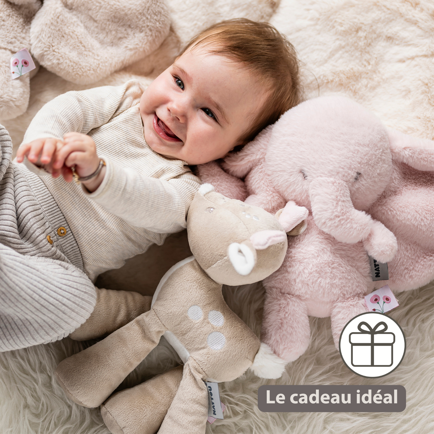Doudou Fanfan Le Faon Vulli – Doudou Plat Multitexture Avec Attache-sucette – Pour Bébé Dès La Naissance – Cadeau Naissance