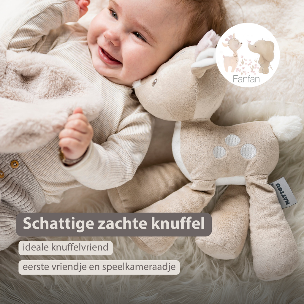 FanFan Plush Deer - 30 cm - Soft Baby Plush - Beige [NL]