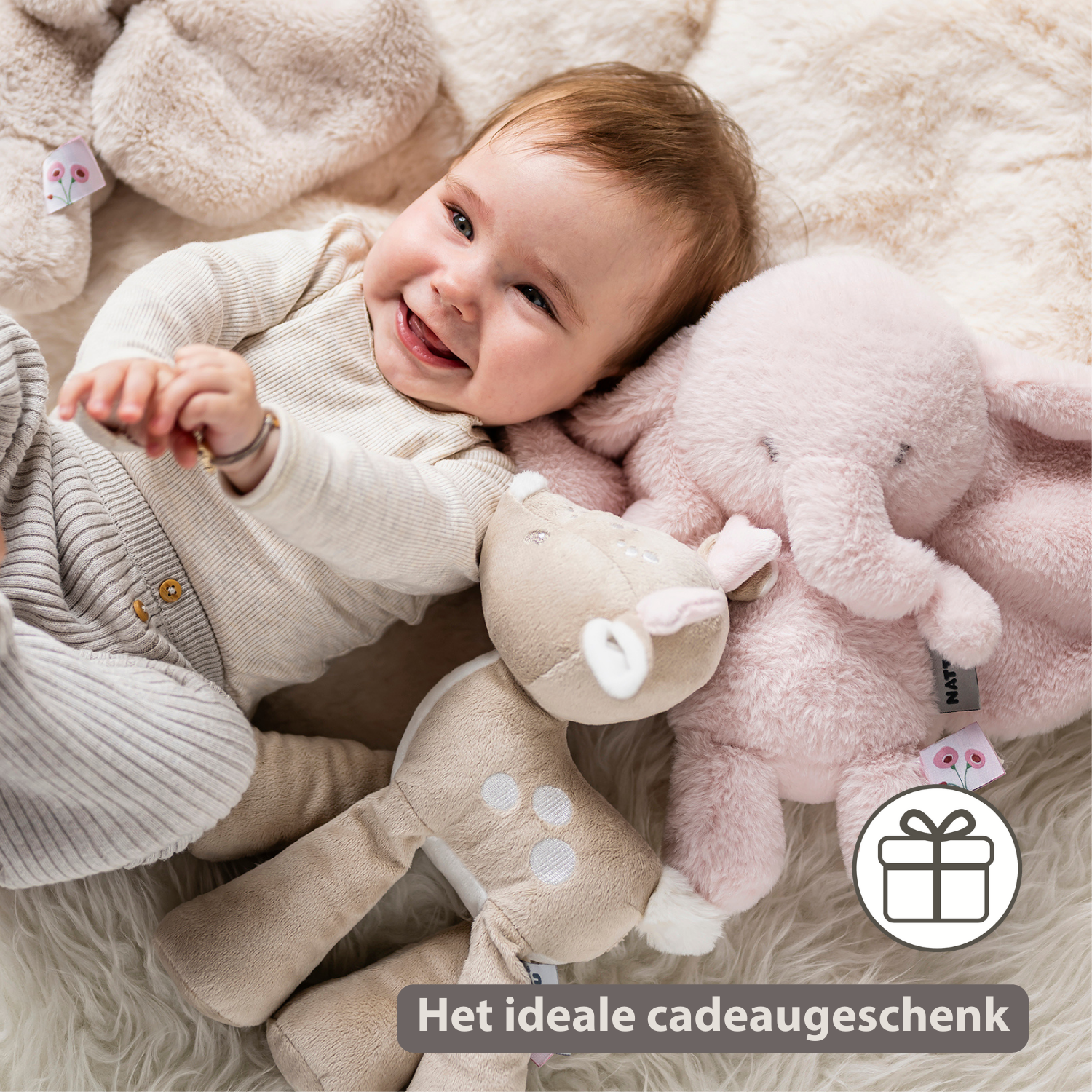 FanFan Plush Deer - 30 cm - Soft Baby Plush - Beige [NL]