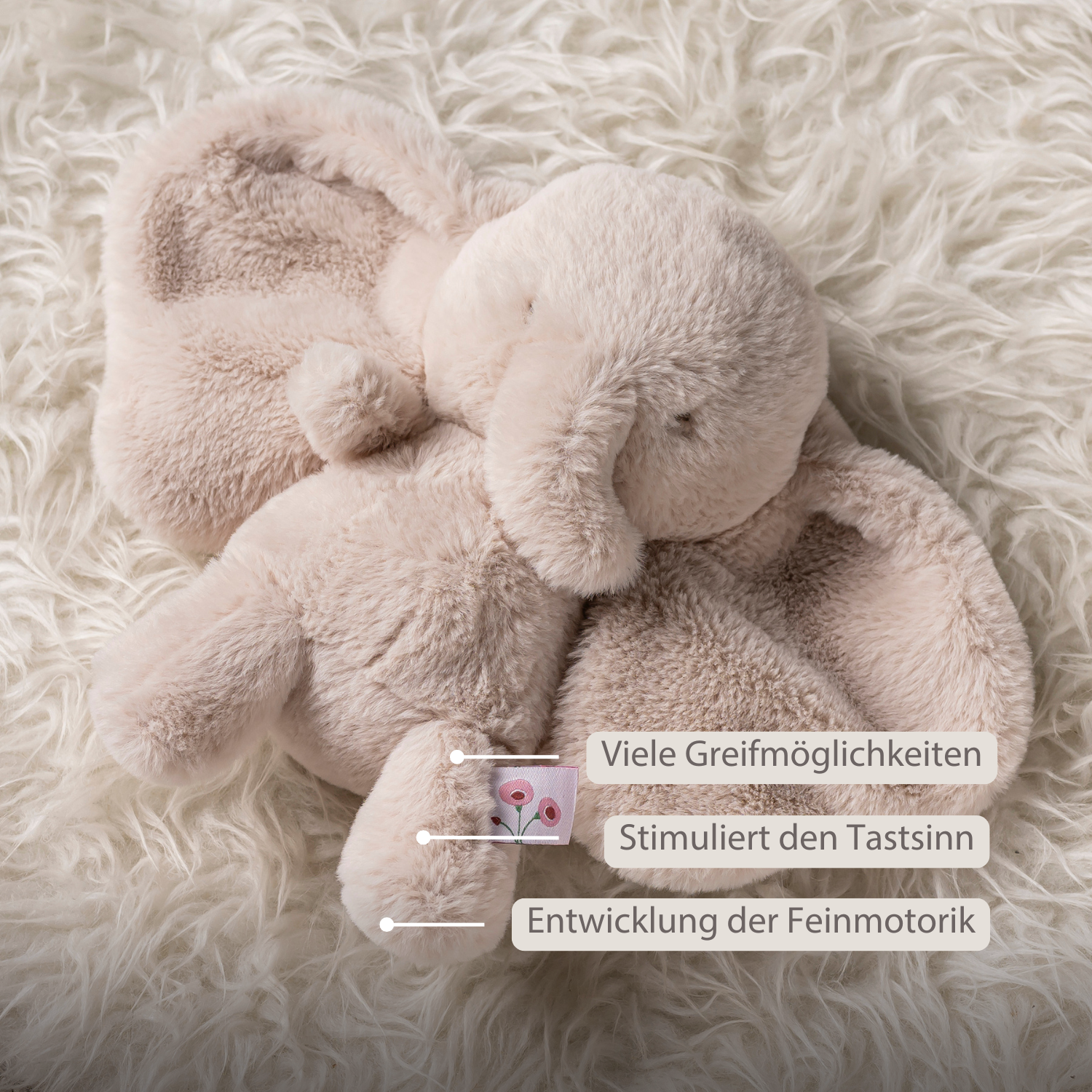 FanFan Cuddle Elephant – 30 cm – Soft Baby Plush – Sand [DE]