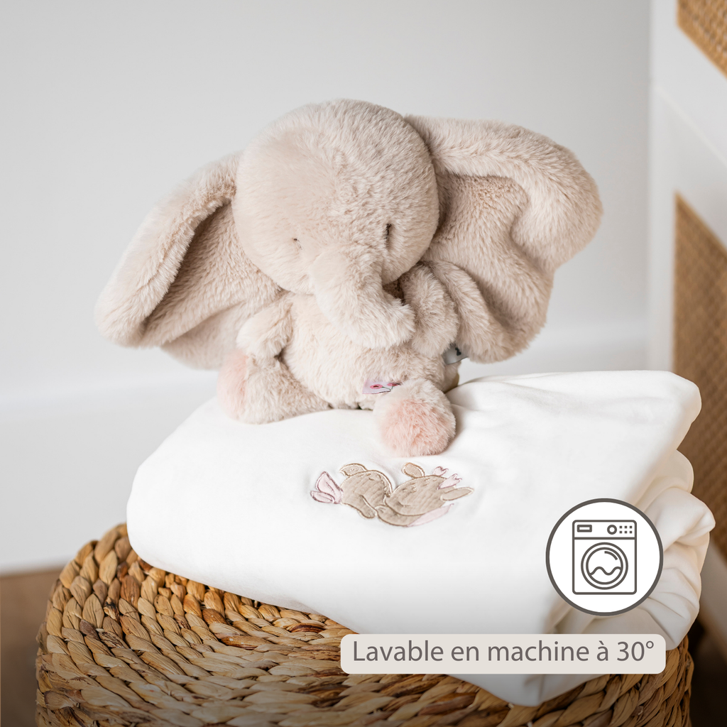 FanFan Cuddle Elephant – 30 cm – Soft Baby Plush – Sand [FR]