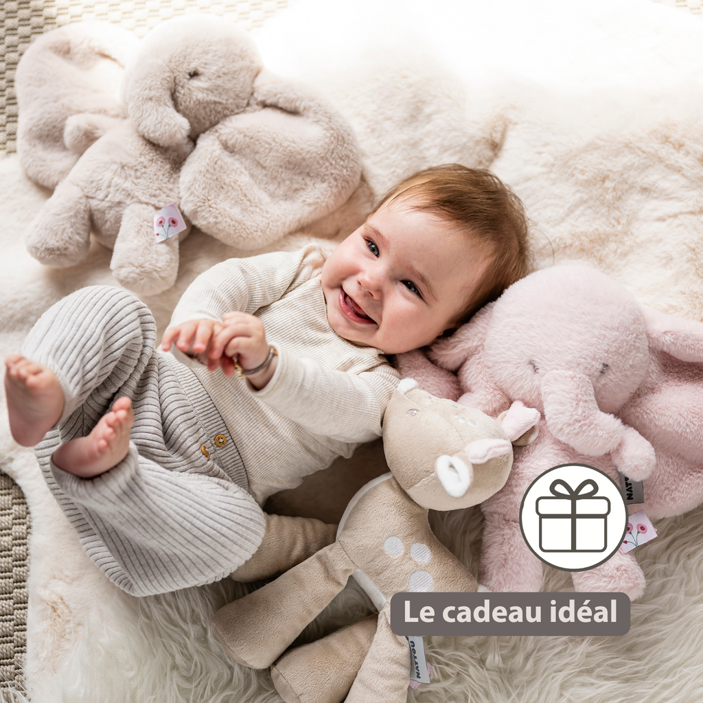 FanFan Cuddle Elephant – 30 cm – Soft Baby Plush – Sand [FR]