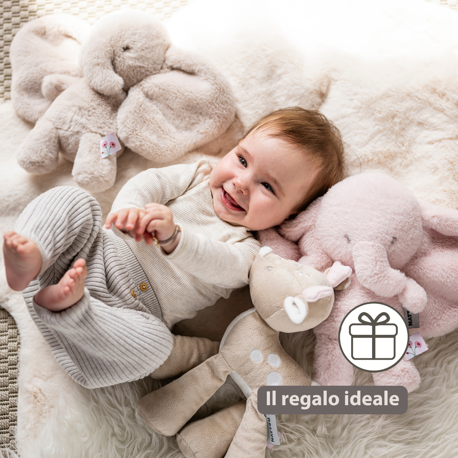 FanFan Cuddle Elephant – 30 cm – Soft Baby Plush – Sand [IT]