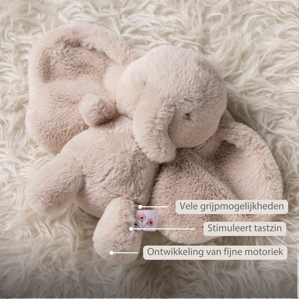 FanFan Cuddle Elephant – 30 cm – Soft Baby Plush – Sand [NL]