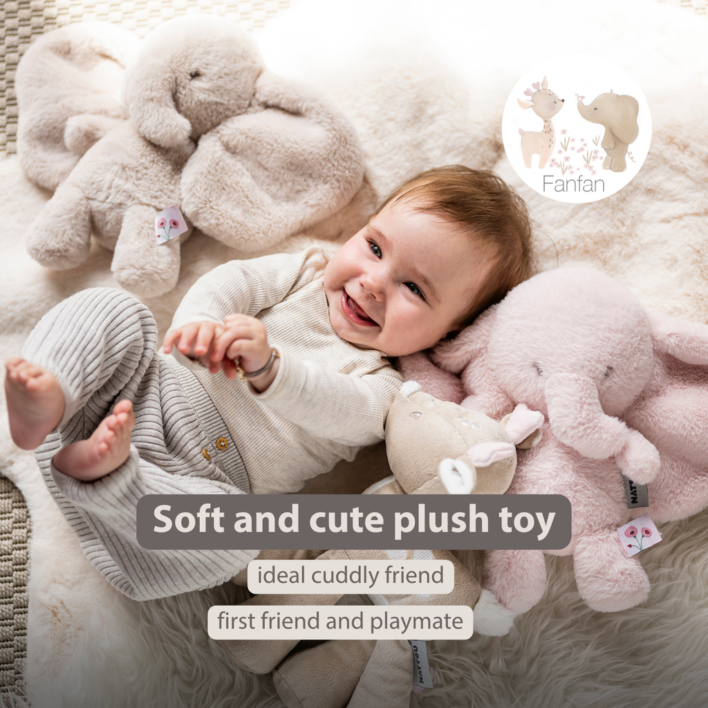 FanFan Cuddle Elephant – 30 cm – Soft Baby Plush – Sand [EN]