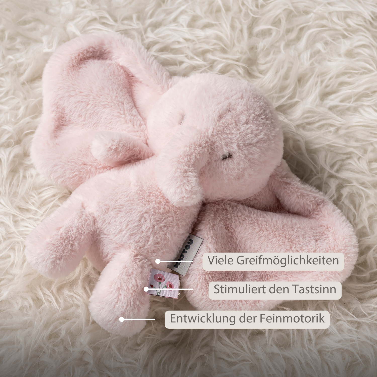FanFan Cuddle Elephant – 30 cm – Soft Baby Plush Toy – Pink [DE]