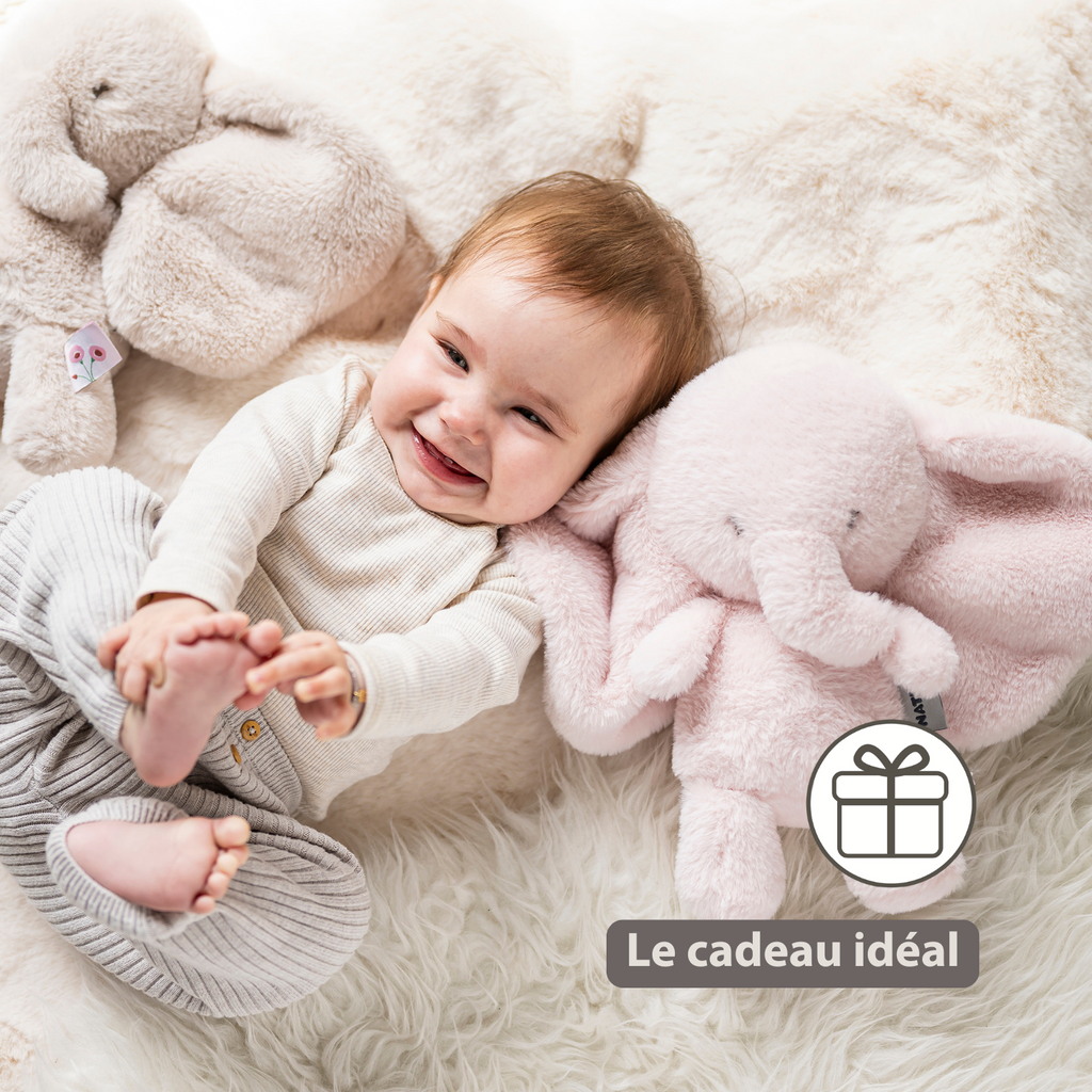 FanFan Cuddle Elephant – 30 cm – Soft Baby Plush Toy – Pink [FR]