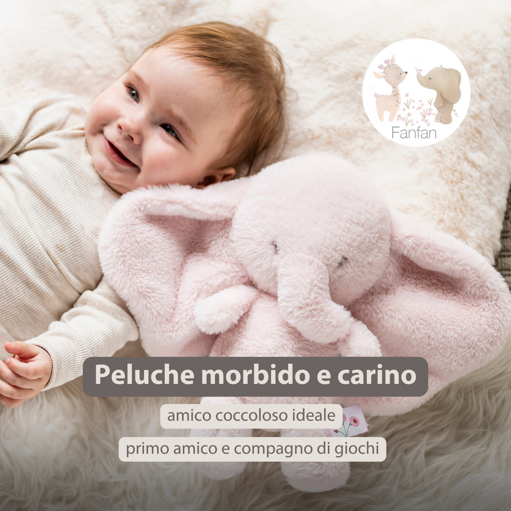 FanFan Cuddle Elephant – 30 cm – Soft Baby Plush Toy – Pink [IT]