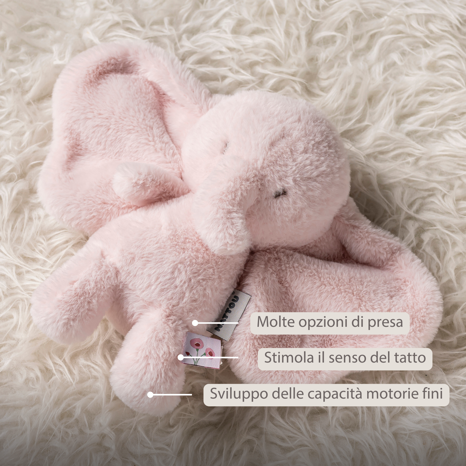 FanFan Cuddle Elephant – 30 cm – Soft Baby Plush Toy – Pink [IT]