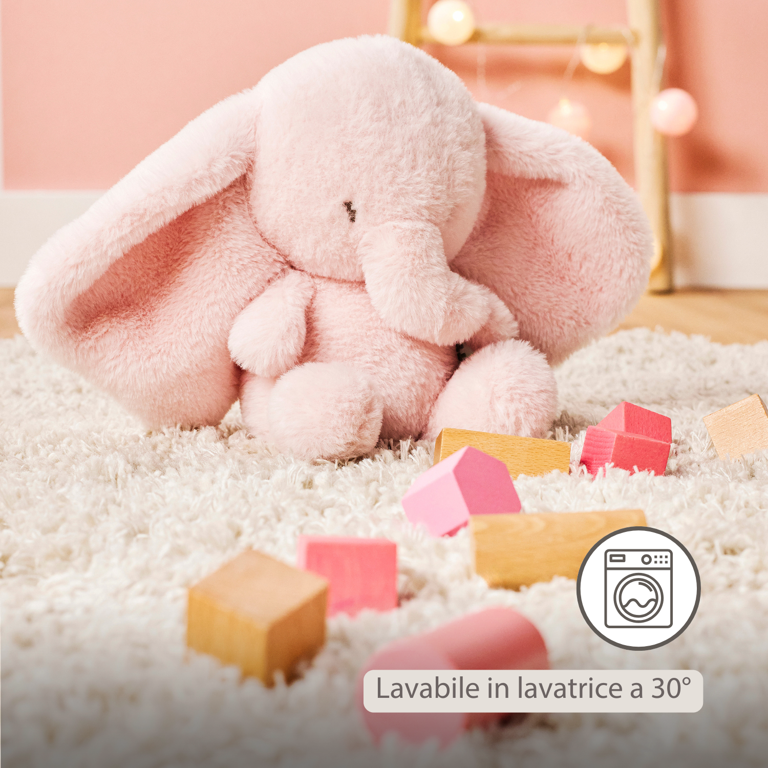 FanFan Cuddle Elephant – 30 cm – Soft Baby Plush Toy – Pink [IT]