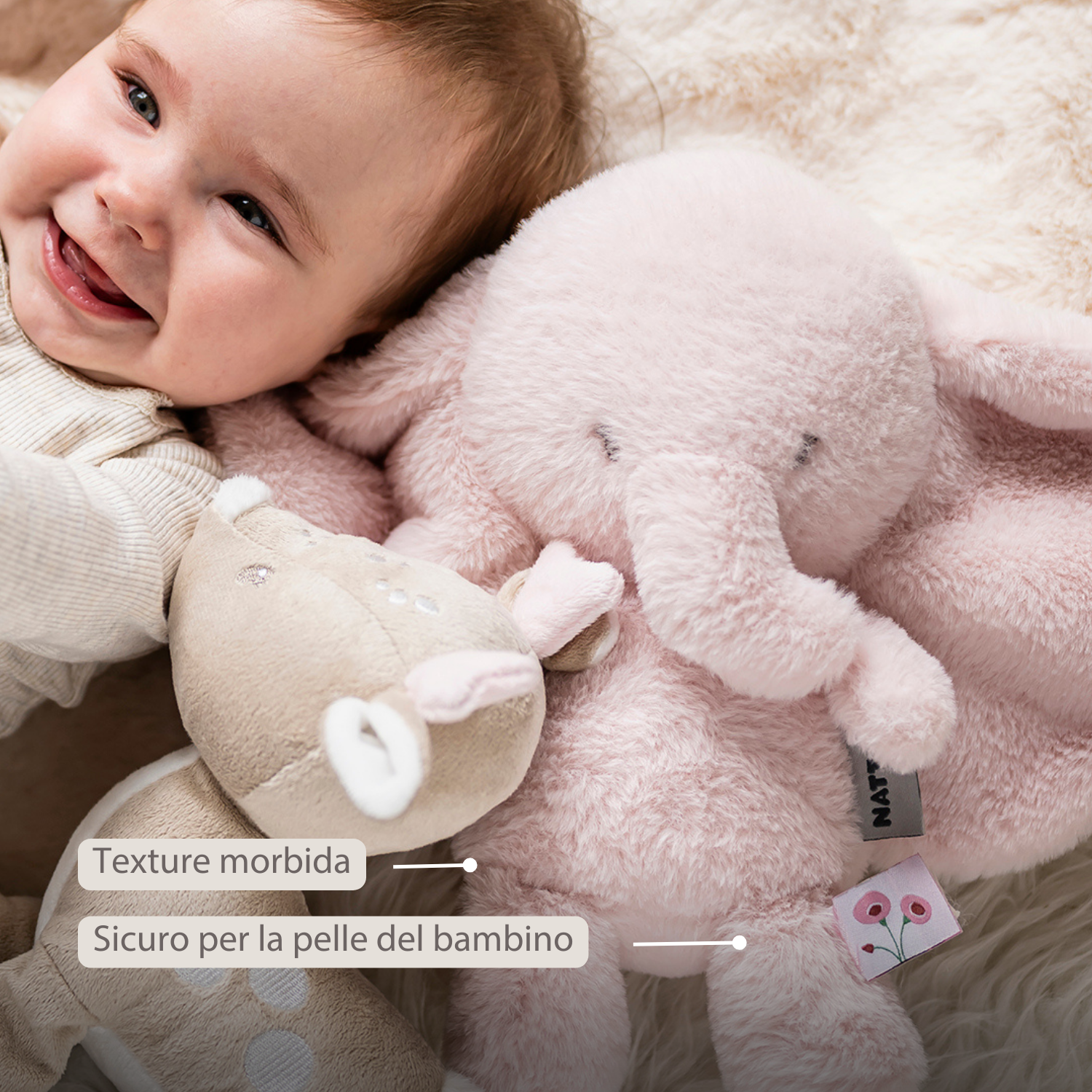 FanFan Cuddle Elephant – 30 cm – Soft Baby Plush Toy – Pink [IT]