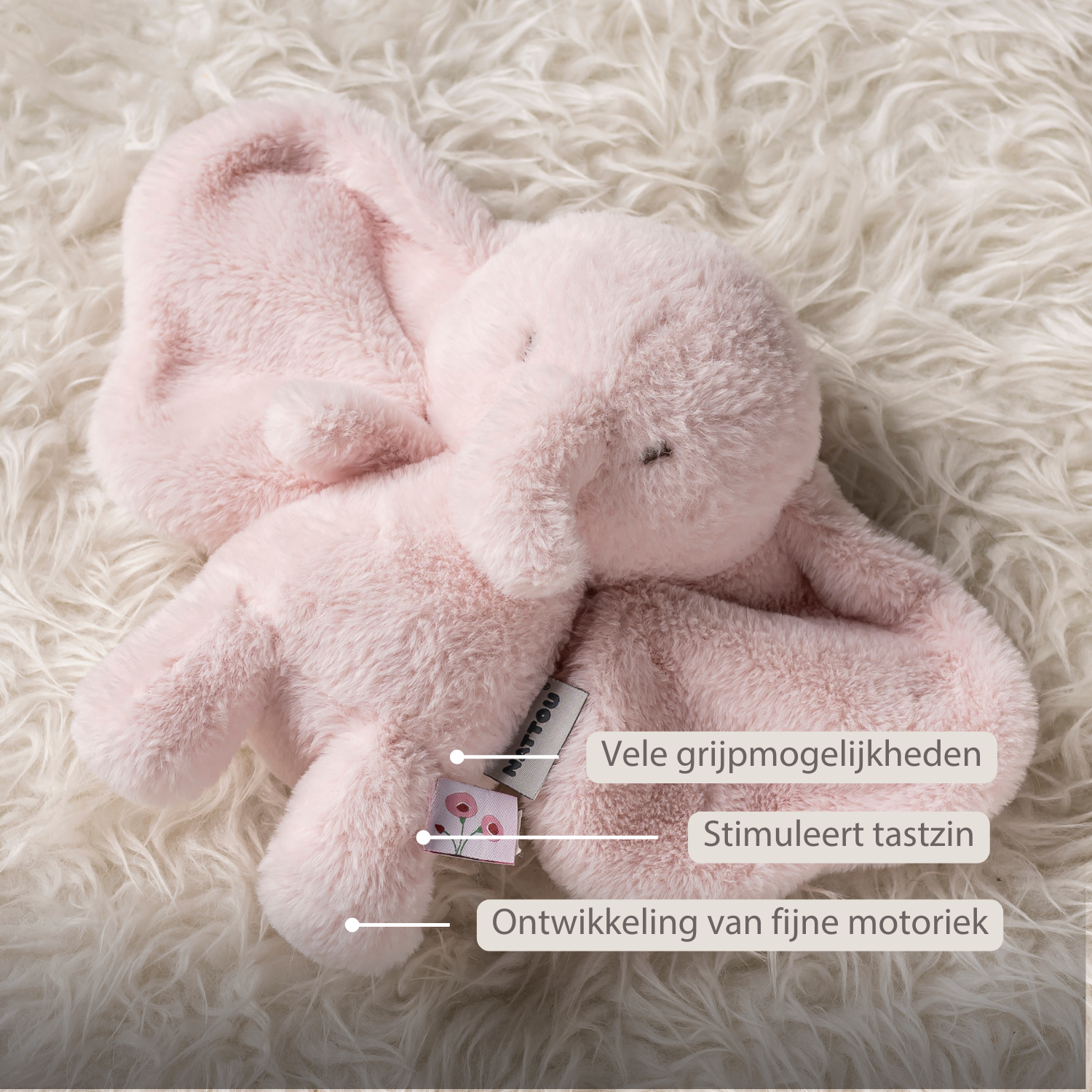 FanFan Cuddle Elephant – 30 cm – Soft Baby Plush Toy – Pink [NL]