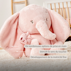 FanFan Maxi Cuddle Elephant – 60 cm – Soft Baby Plush – Pink [FR]