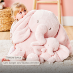 FanFan Maxi Cuddle Elephant – 60 cm – Soft Baby Plush – Pink [FR]