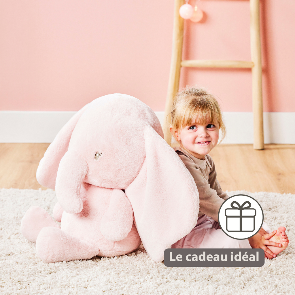 FanFan Maxi Cuddle Elephant – 60 cm – Soft Baby Plush – Pink [FR]